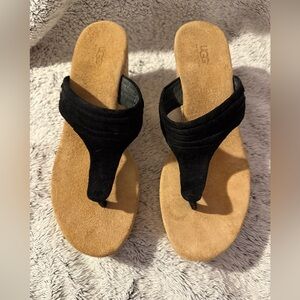 UGG Women's Sandals with Black Strap and Tan Sole
